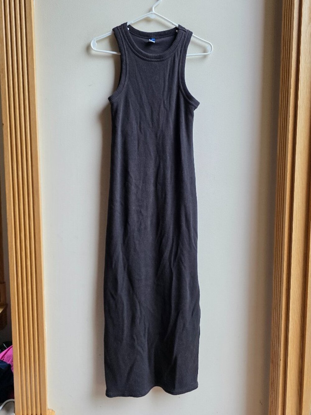 Old Navy Black Micro-Ribbed Maxi Tank Dress Size Medium